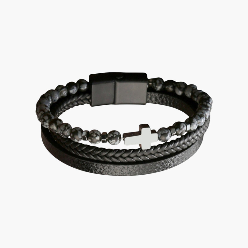 Armband aus Leder und Naturstein