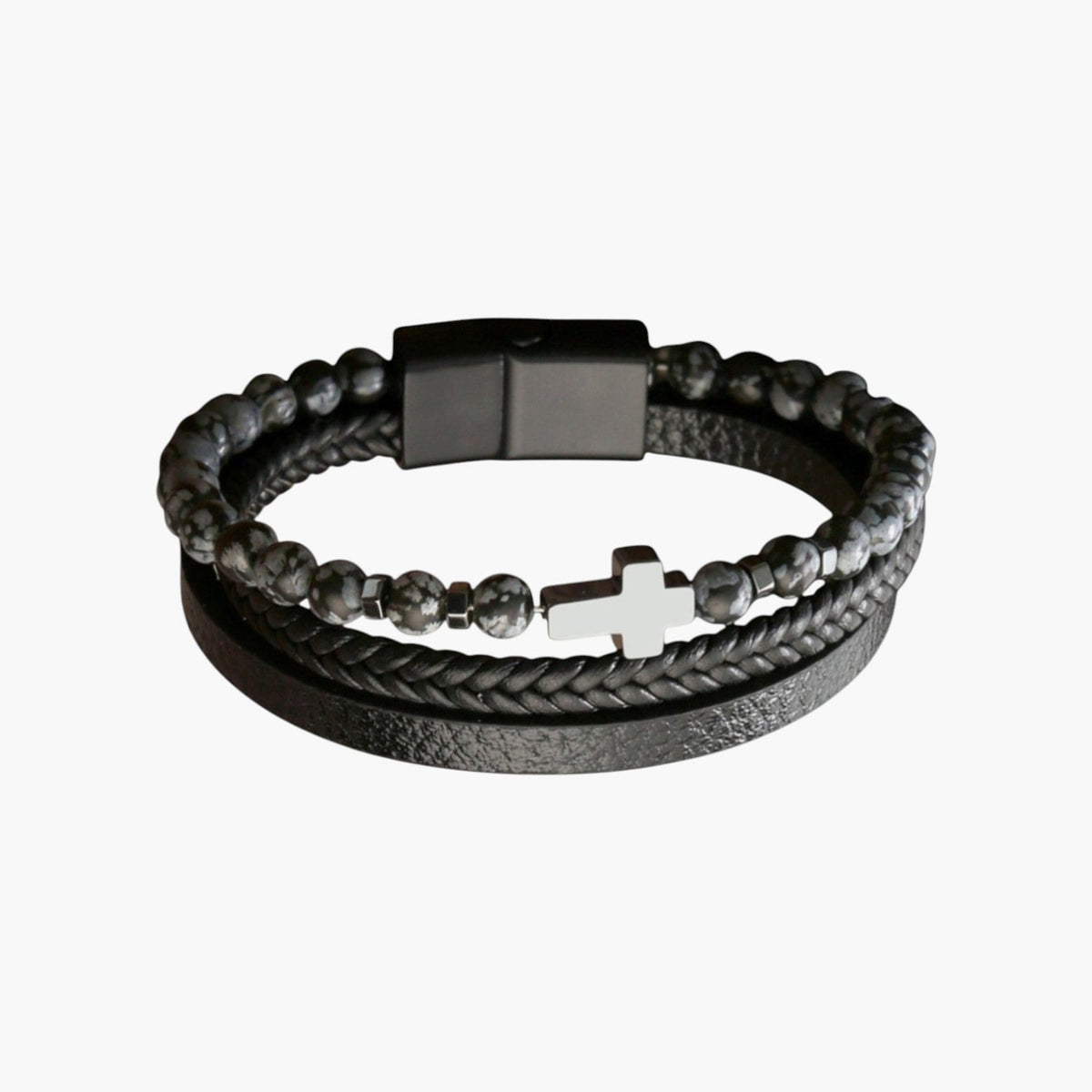 Pulseira de Couro e Pedra Natural