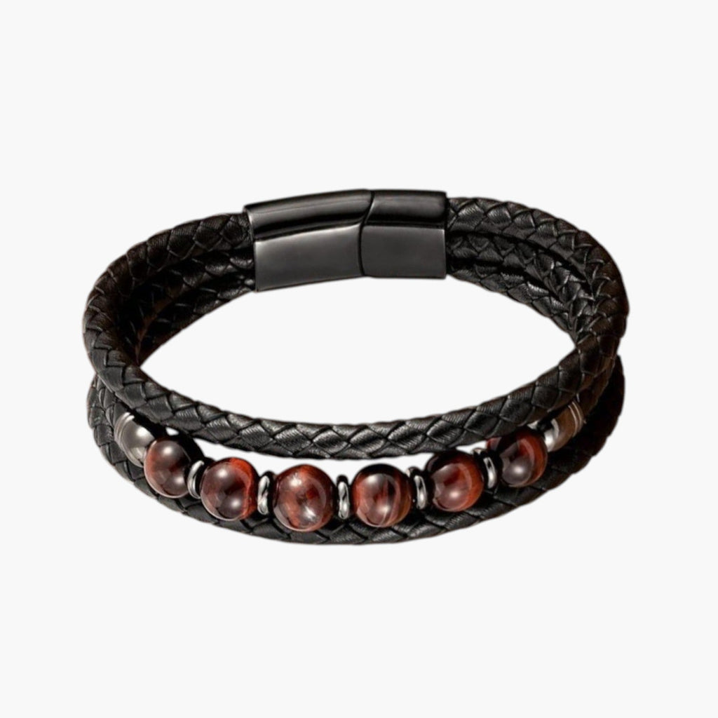 Pulsera de Cuero y Piedra Natural