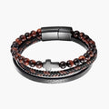 Pulseira de Couro e Pedra Natural