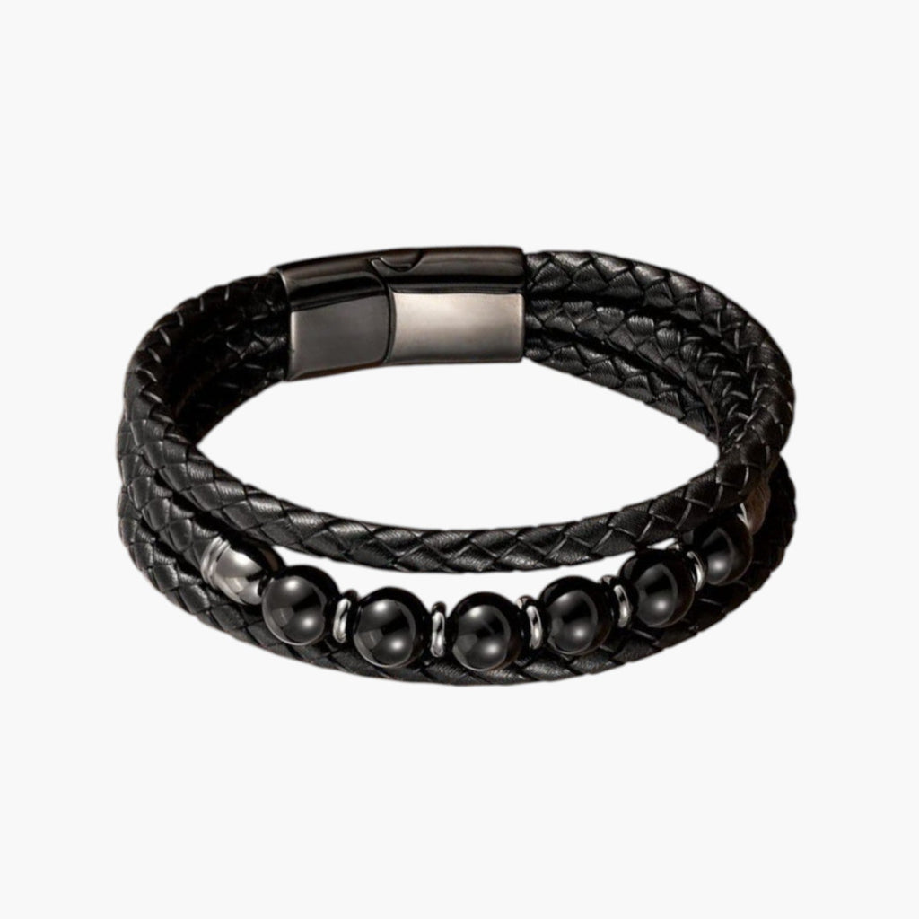 Pulsera de Cuero y Piedra Natural