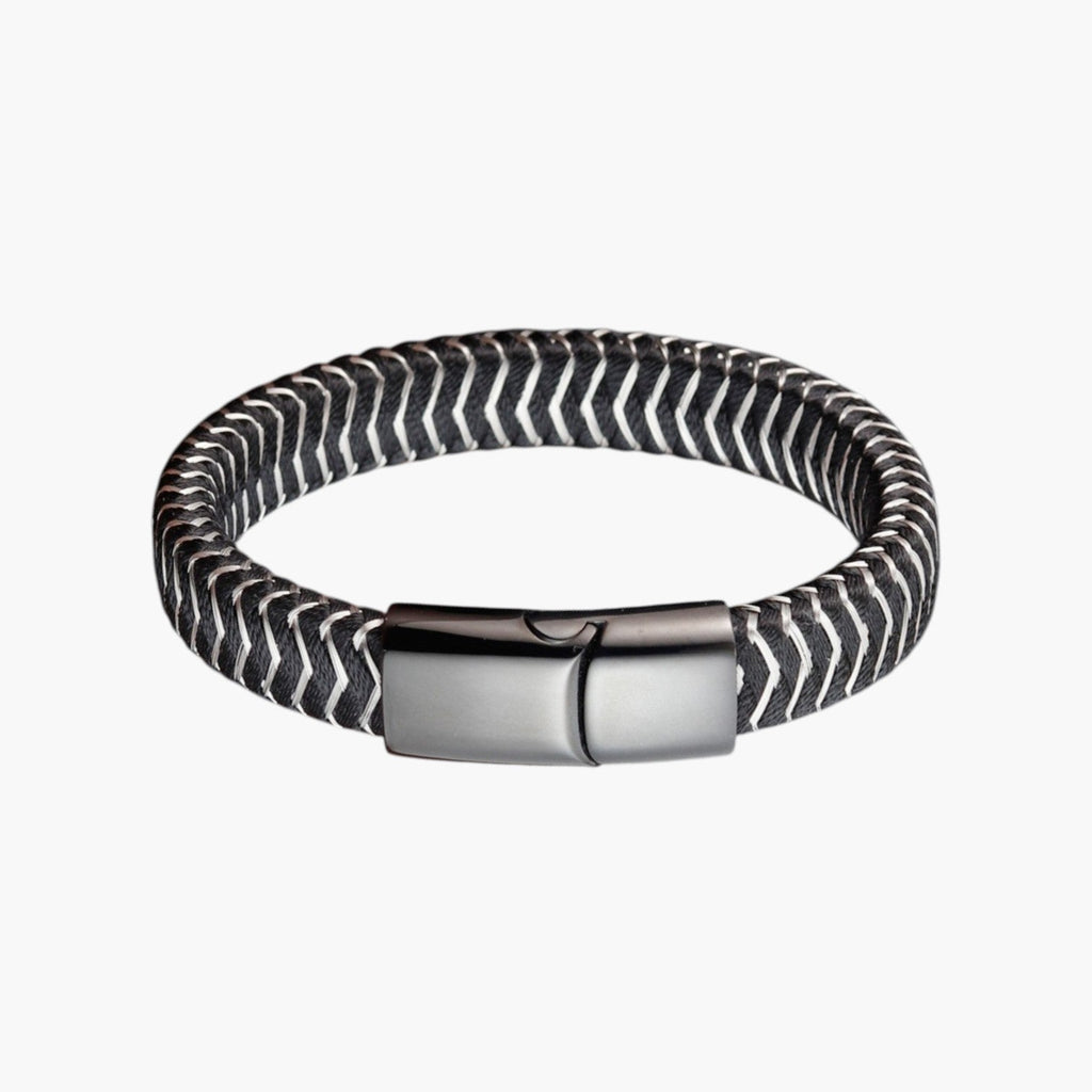Pulseira de Couro e Aço Inoxidável