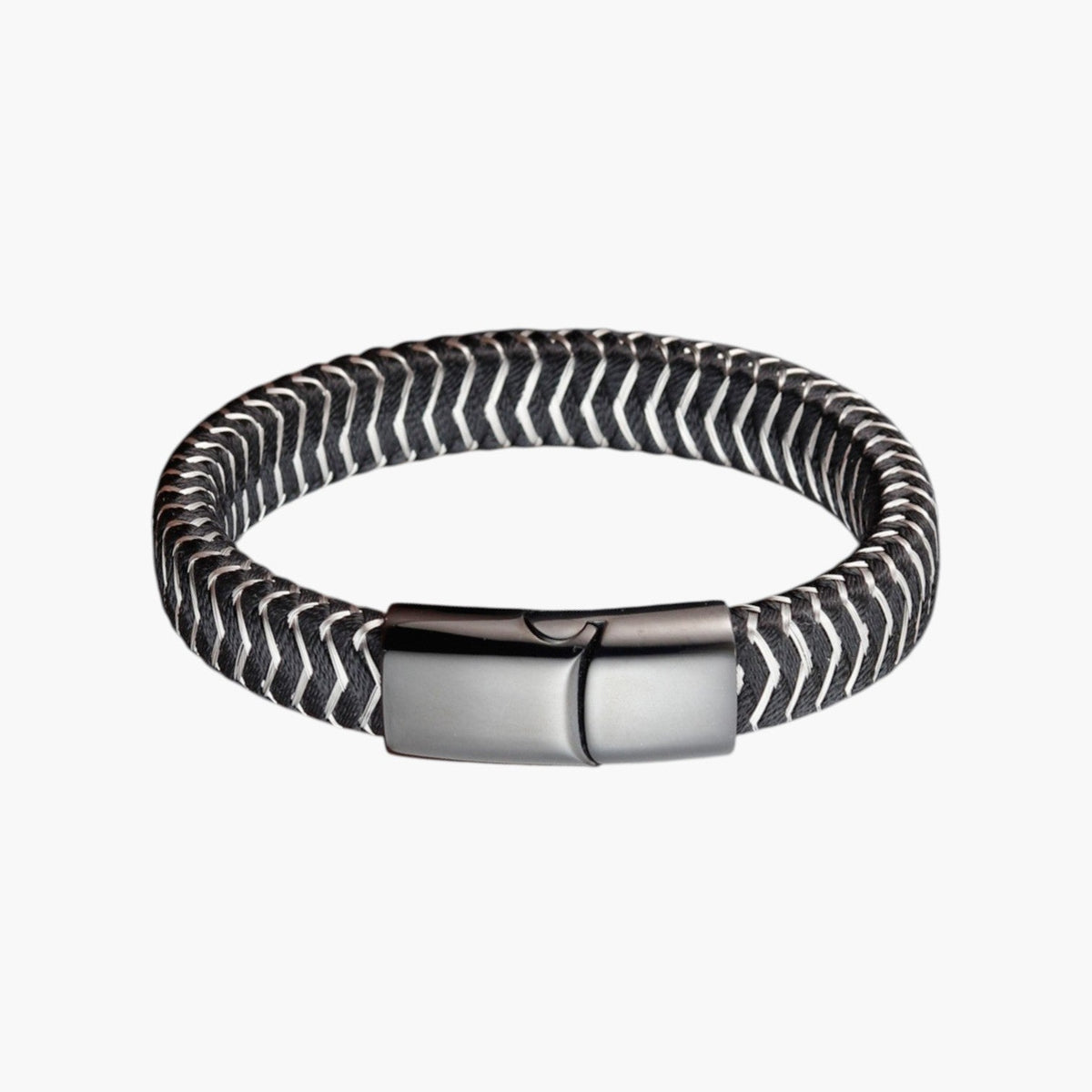 Pulseira de Couro e Aço Inoxidável
