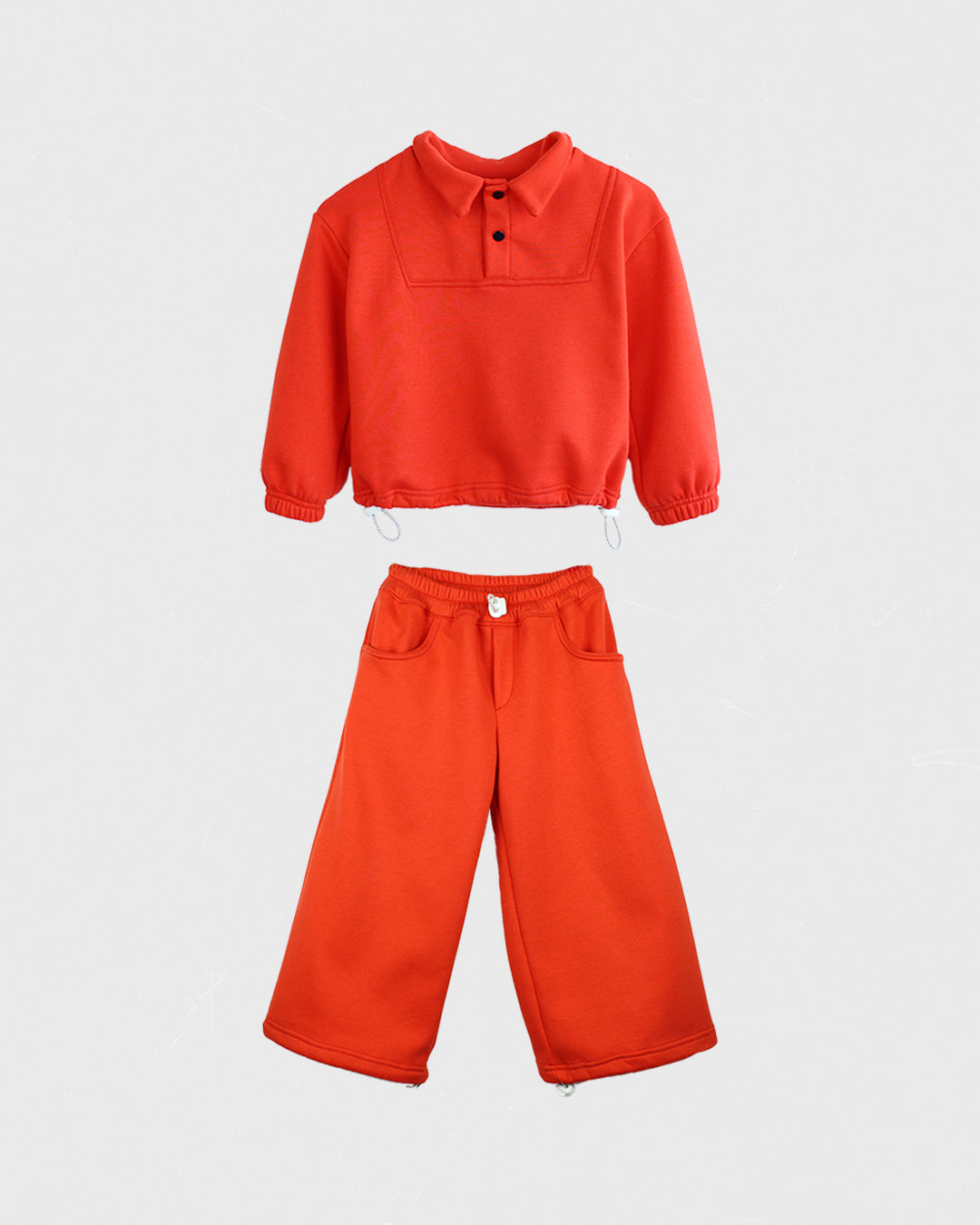 Set | Sudadera con cuello tipo solapa roja + Pantalones