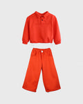 Set | Rotes Sweatshirt mit umgeschlagenem Kragen + Hose