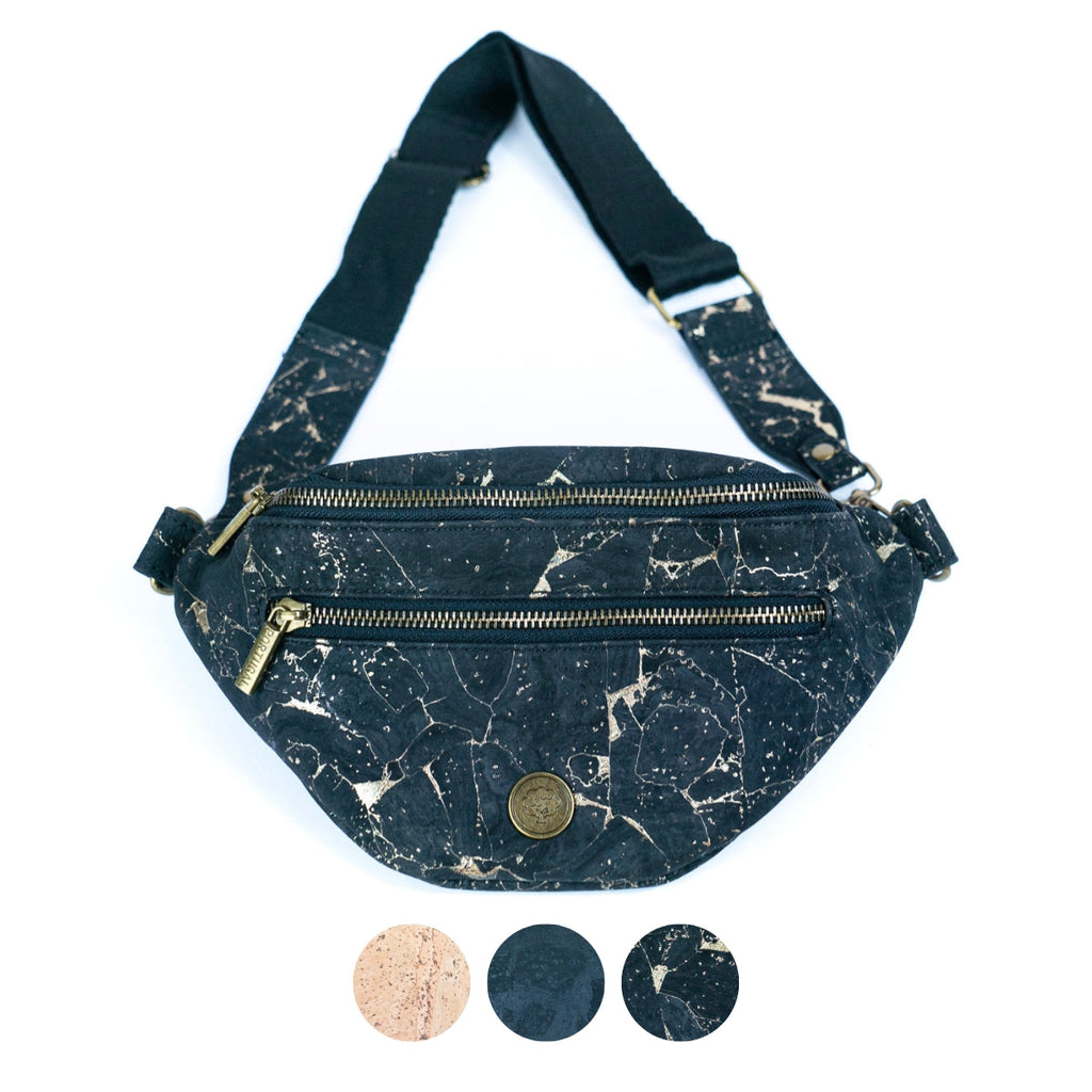 Bandolera unisex de corcho natural con correa ajustable y cremalleras metálicas SLING-BAG-2312