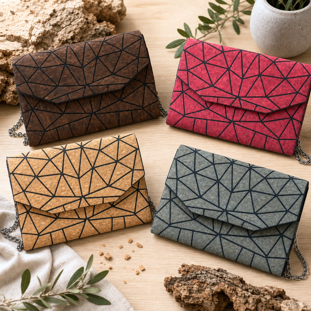 Geometrische Ketten-Umhängetasche aus Kork BAG-2069