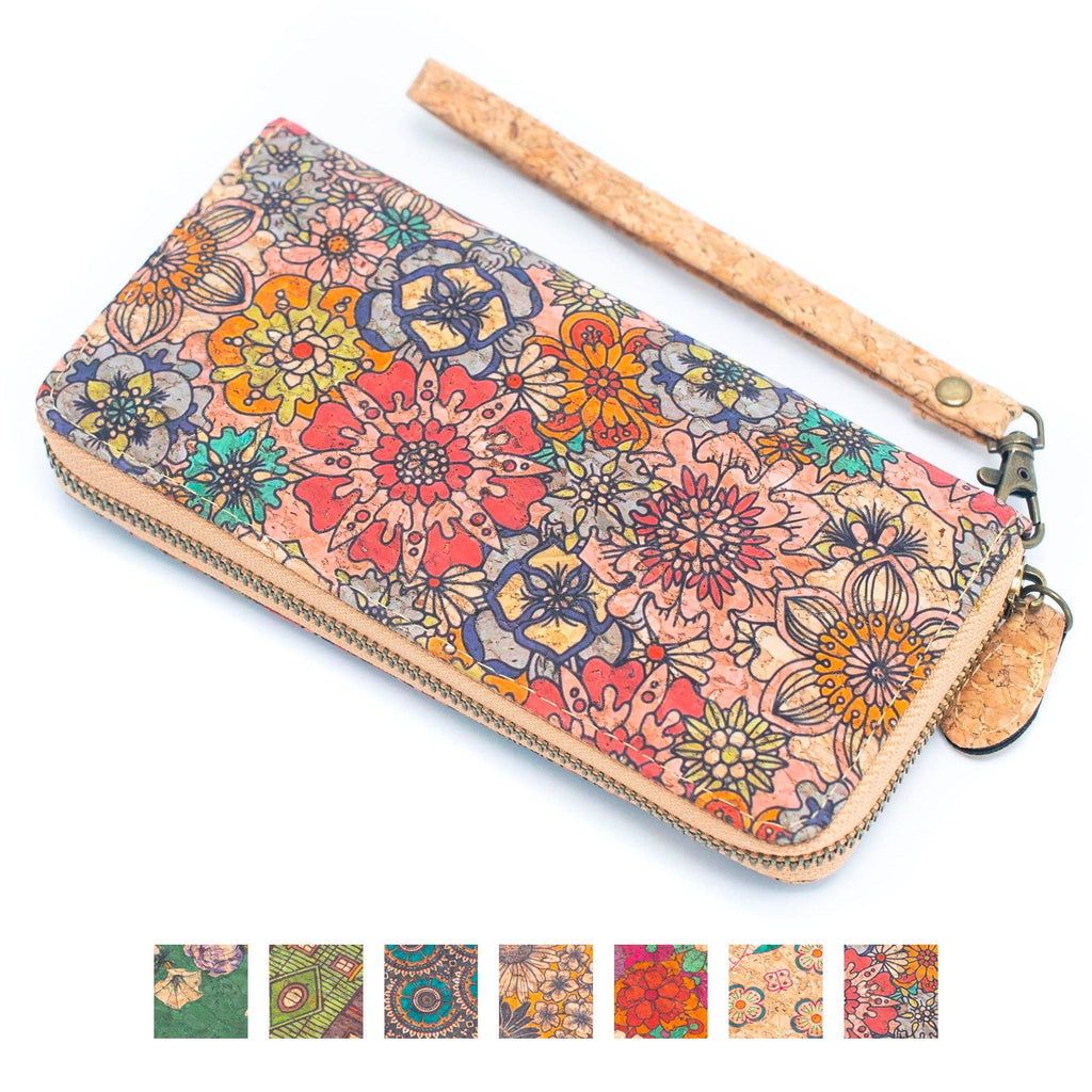 Various patterns natural cork women zipper card wallet- Vegan Cork Wallet BAG-2216
