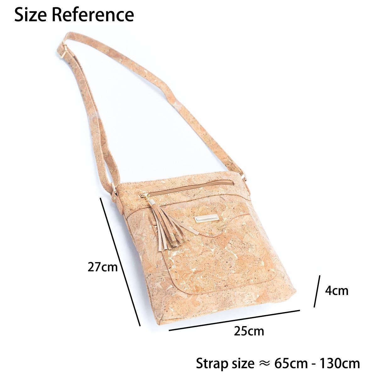 Women's Crossbody Bag in Natural Cork with Gold or Silver Accents BAG-2249
