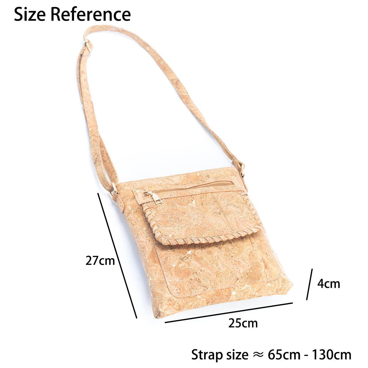 Naturkork mit Gold- und Silberakzenten - Damen-Umhängetasche aus Kork BAG-2251