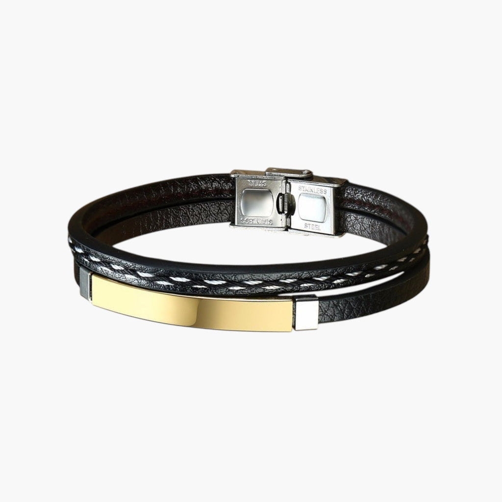 Leder- und Edelstahlarmband