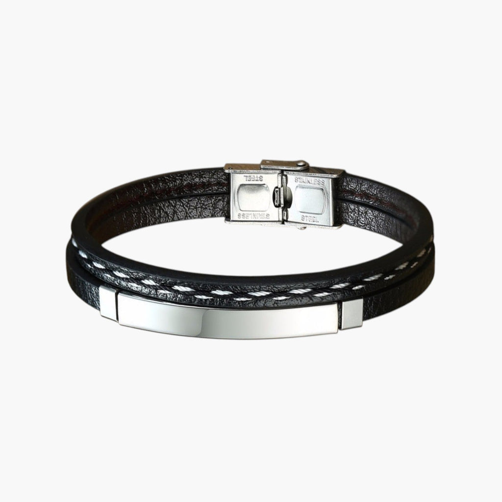 Leder- und Edelstahlarmband