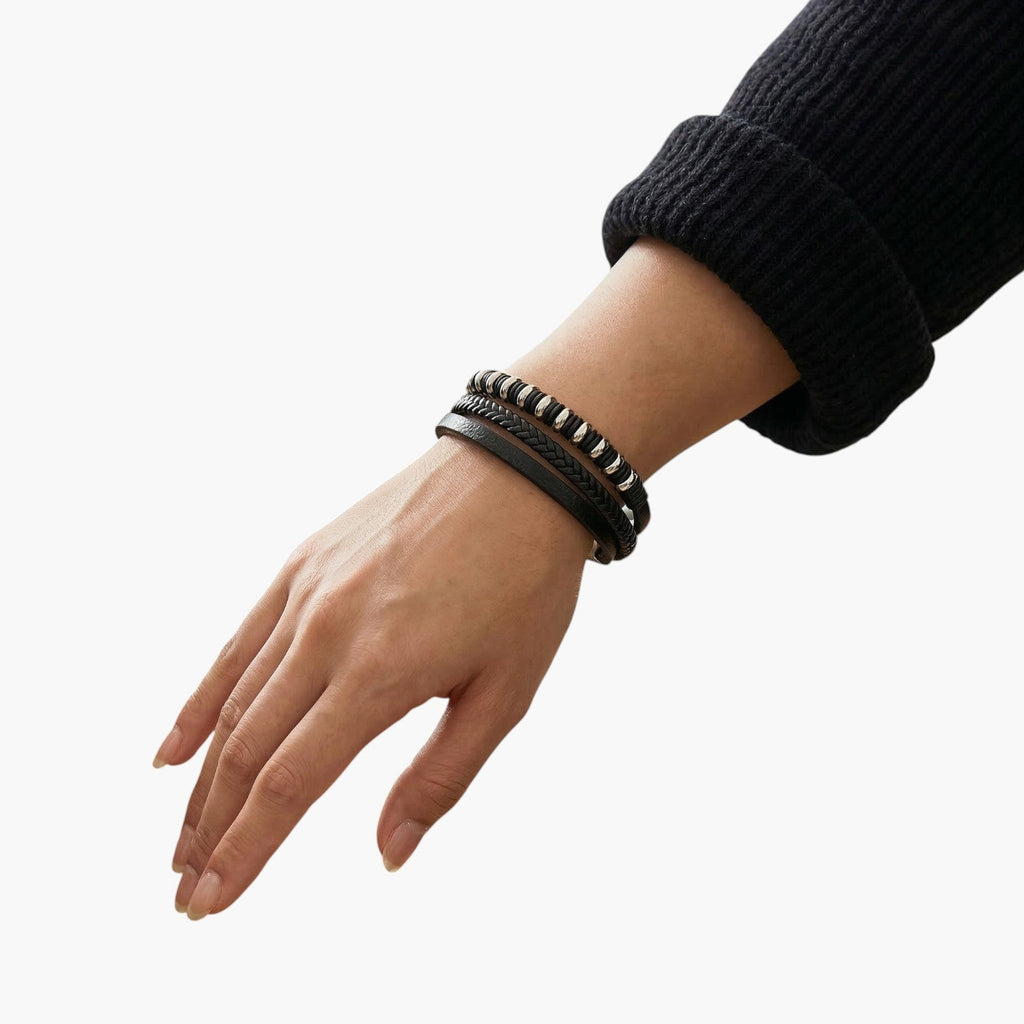Pulsera de Cuero y Acero Inoxidable
