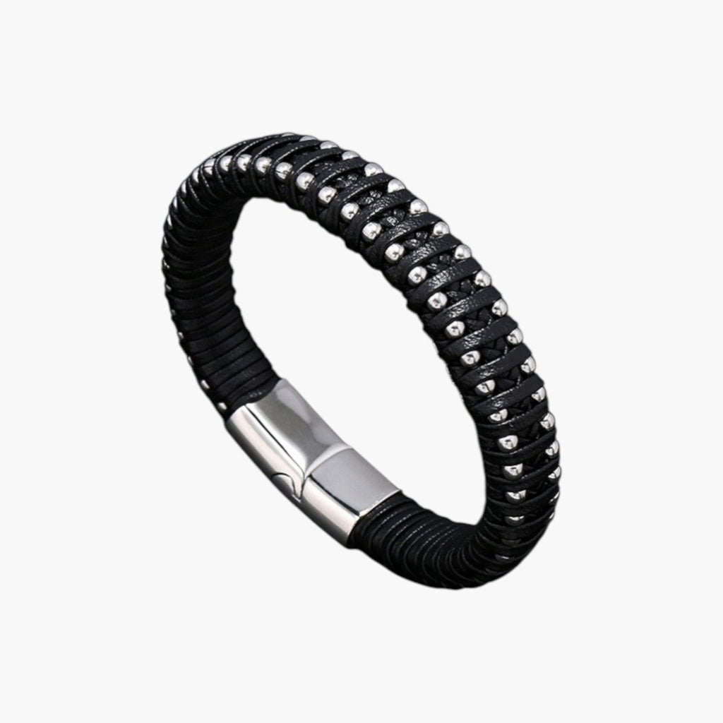 Leder- und Edelstahlarmband