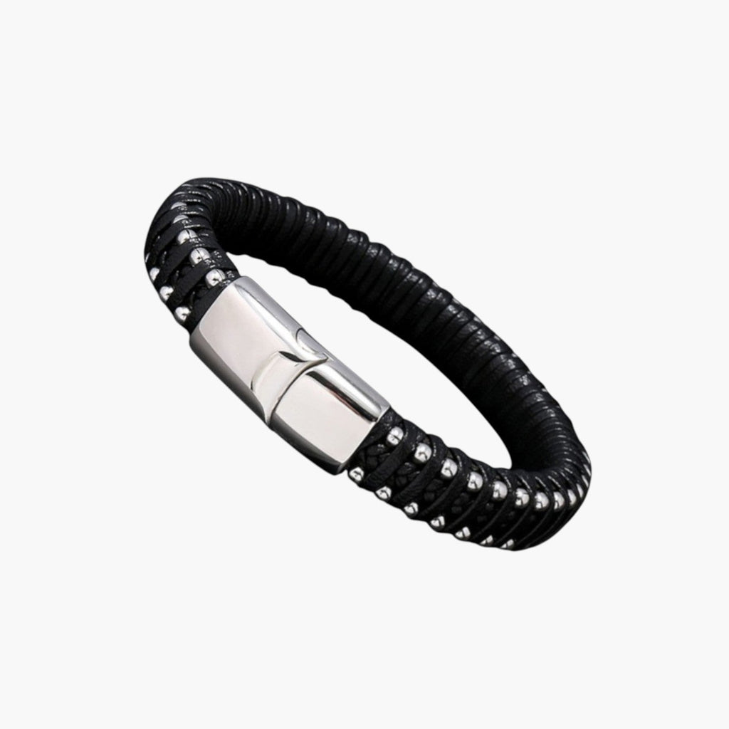 Leder- und Edelstahlarmband