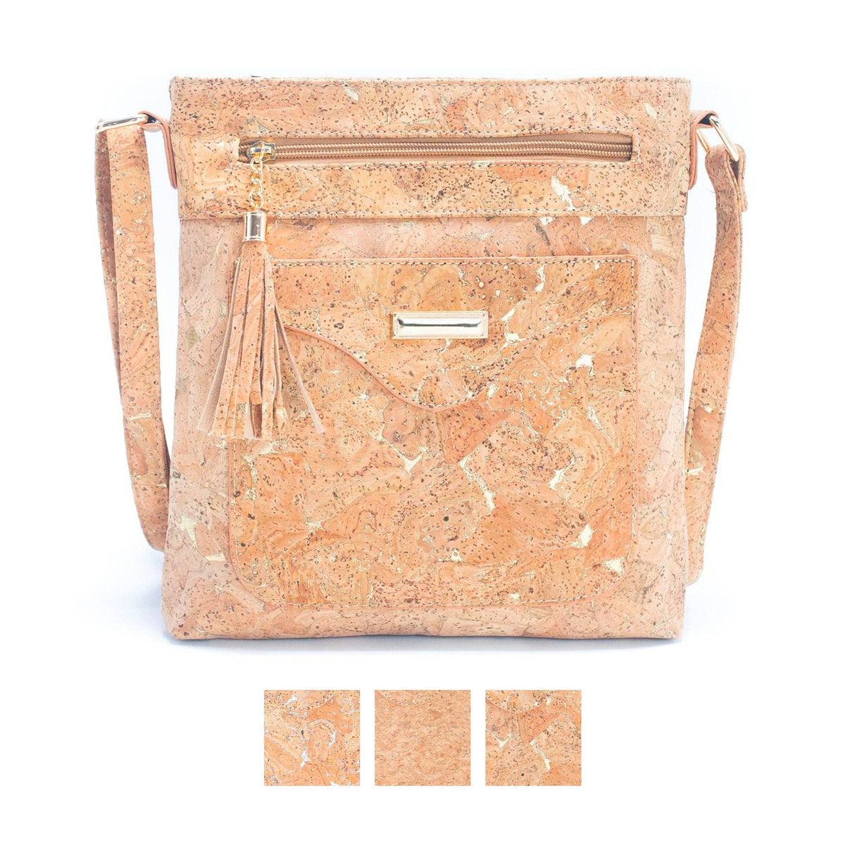 Women's Crossbody Bag in Natural Cork with Gold or Silver Accents BAG-2249
