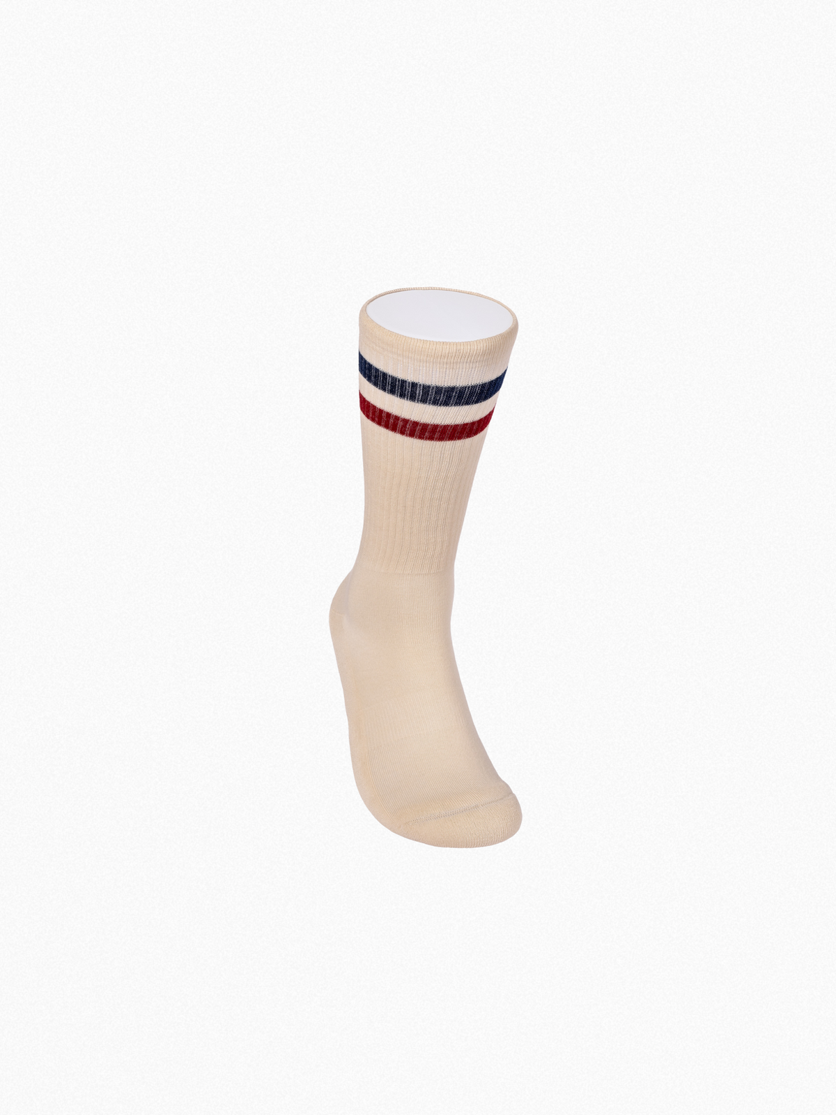 Sportsocken - Vintage - Doppelstreifen rot/blau