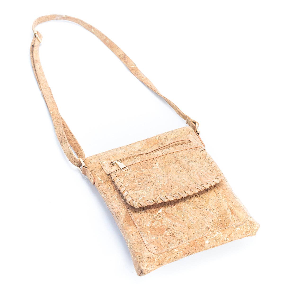 Naturkork mit Gold- und Silberakzenten - Damen-Umhängetasche aus Kork BAG-2251