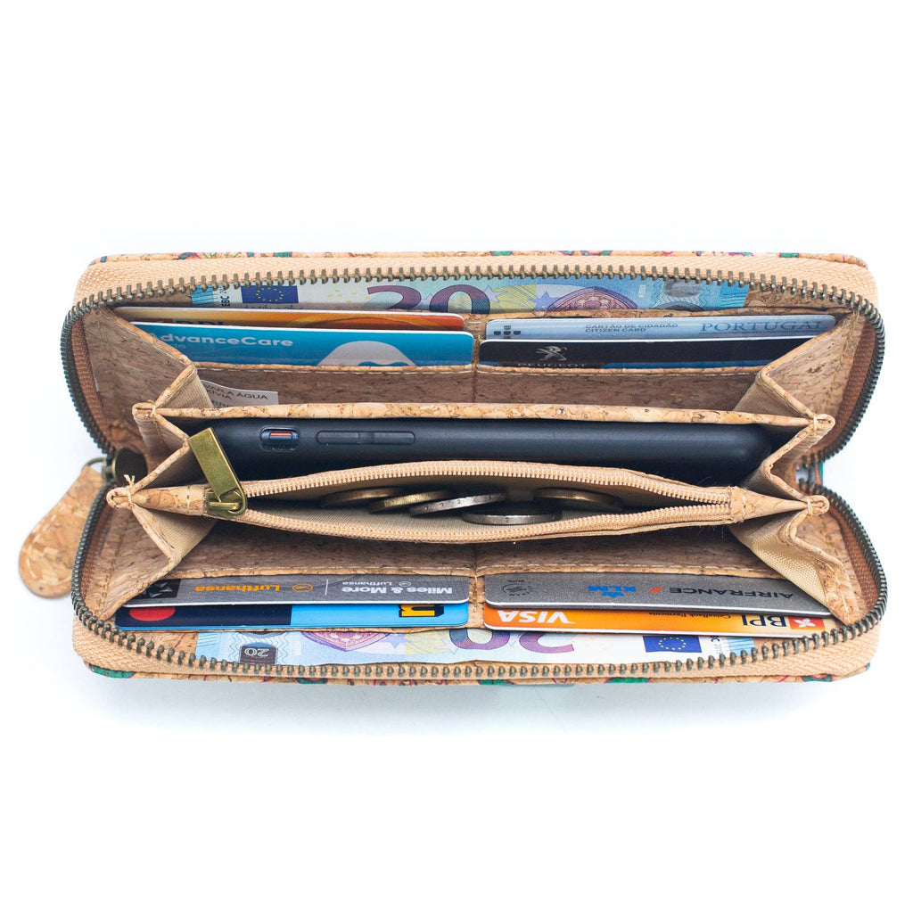 Various patterns natural cork women zipper card wallet- Vegan Cork Wallet BAG-2216