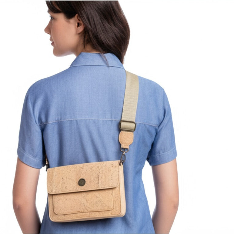 Bolso bandolera estructurado de corcho natural para mujer BDCS-BAG-2309