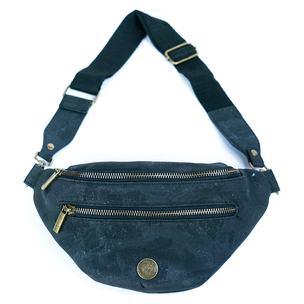 Bandolera unisex de corcho natural con correa ajustable y cremalleras metálicas SLING-BAG-2312