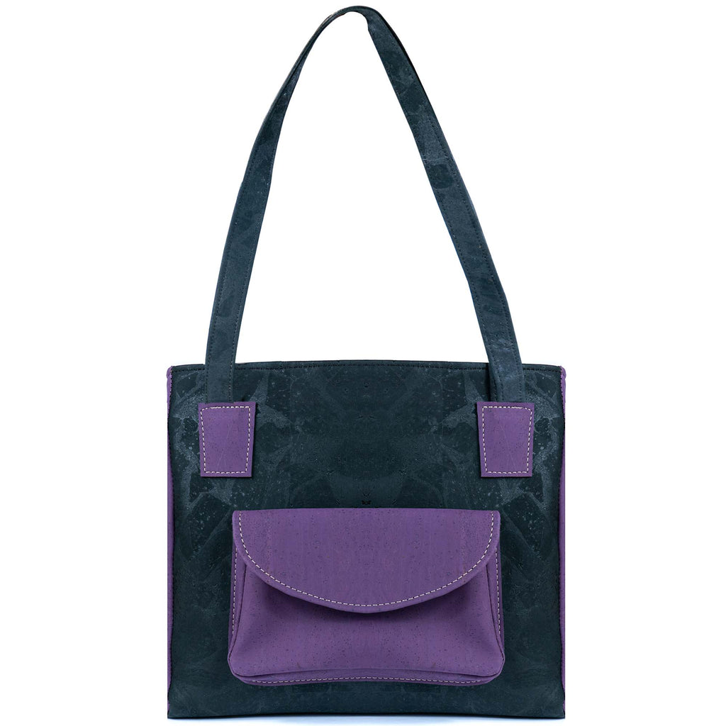 Cork Handbag for Women – Dual Tone Tote with Front Pocket BAGP-310