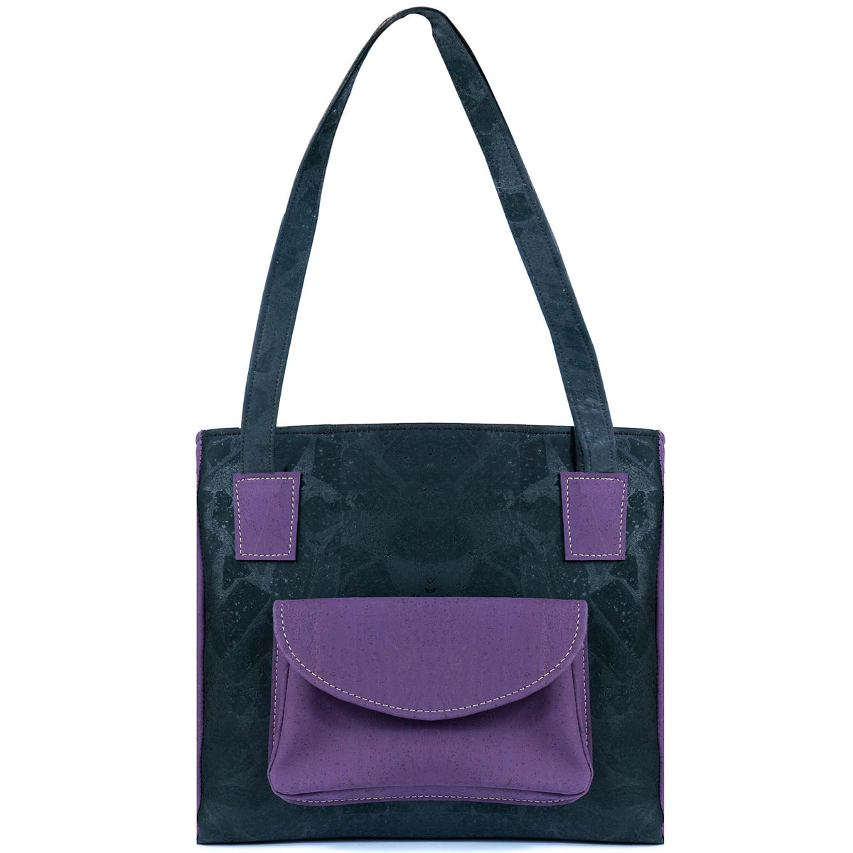 Cork Handbag for Women – Dual Tone Tote with Front Pocket BAGP-310
