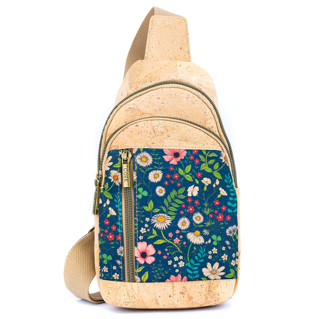 Cork Sling Bag with Adjustable– Floral & Geometric Patterns BAG-2374