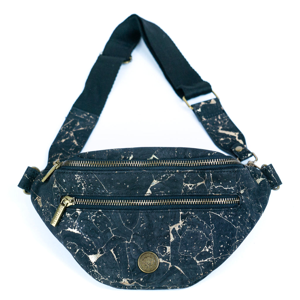 Bandolera unisex de corcho natural con correa ajustable y cremalleras metálicas SLING-BAG-2312