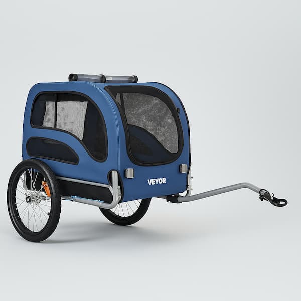 Heavy-Duty Dog Bike Trailer – Foldable Pet Bicycle Carrier with Reflectors, Safety Flag & Coupler (Up to 100 lbs)