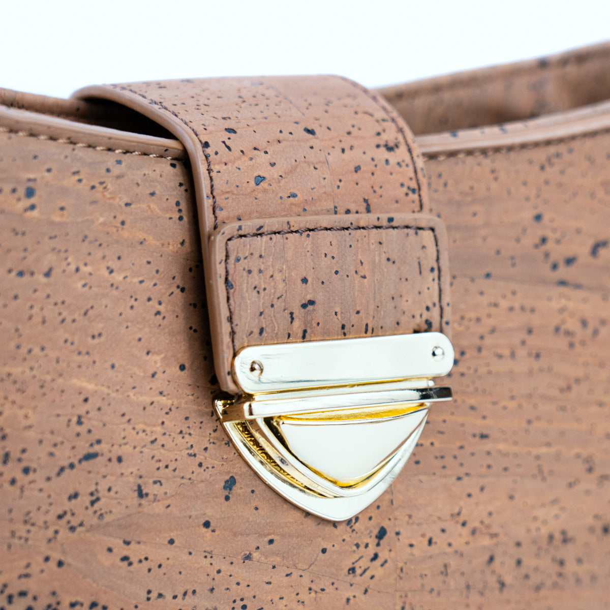 Chic Cork Crossbody Bag with Gold Clasp and Cotton Strap for Women BAG-2320