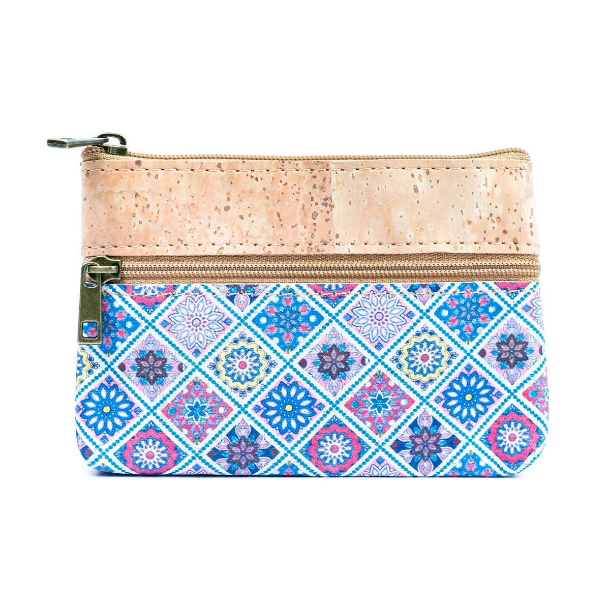 Triple Zip Cork Coin Purse BAG-2325