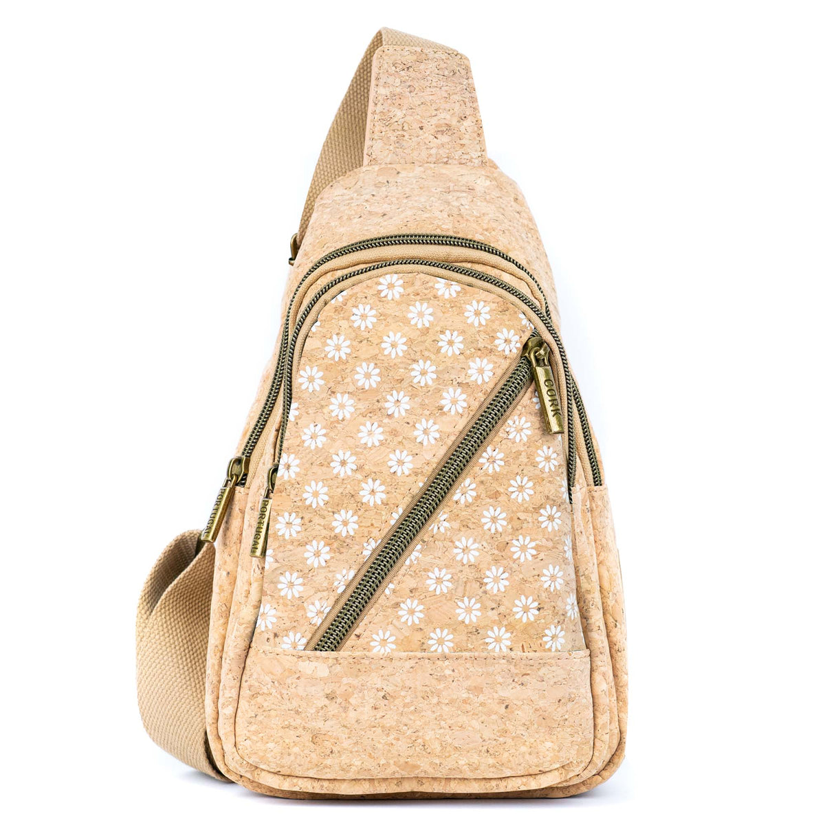 Cork Sling Bag with Printed Front Panel  BAG-2369