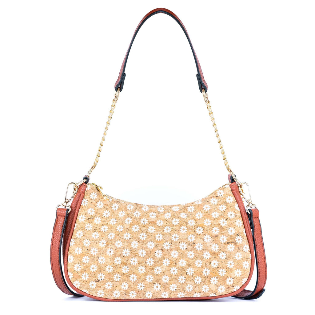 Bohemian Chic Printed Cork & Brown PU Leather Crossbody Bag BAG-2336-FGHI