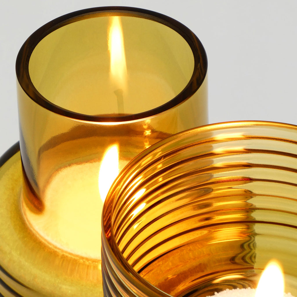 Conjunto de 2 Castiçais em vidro GLOW TOGETHER em Mostarda