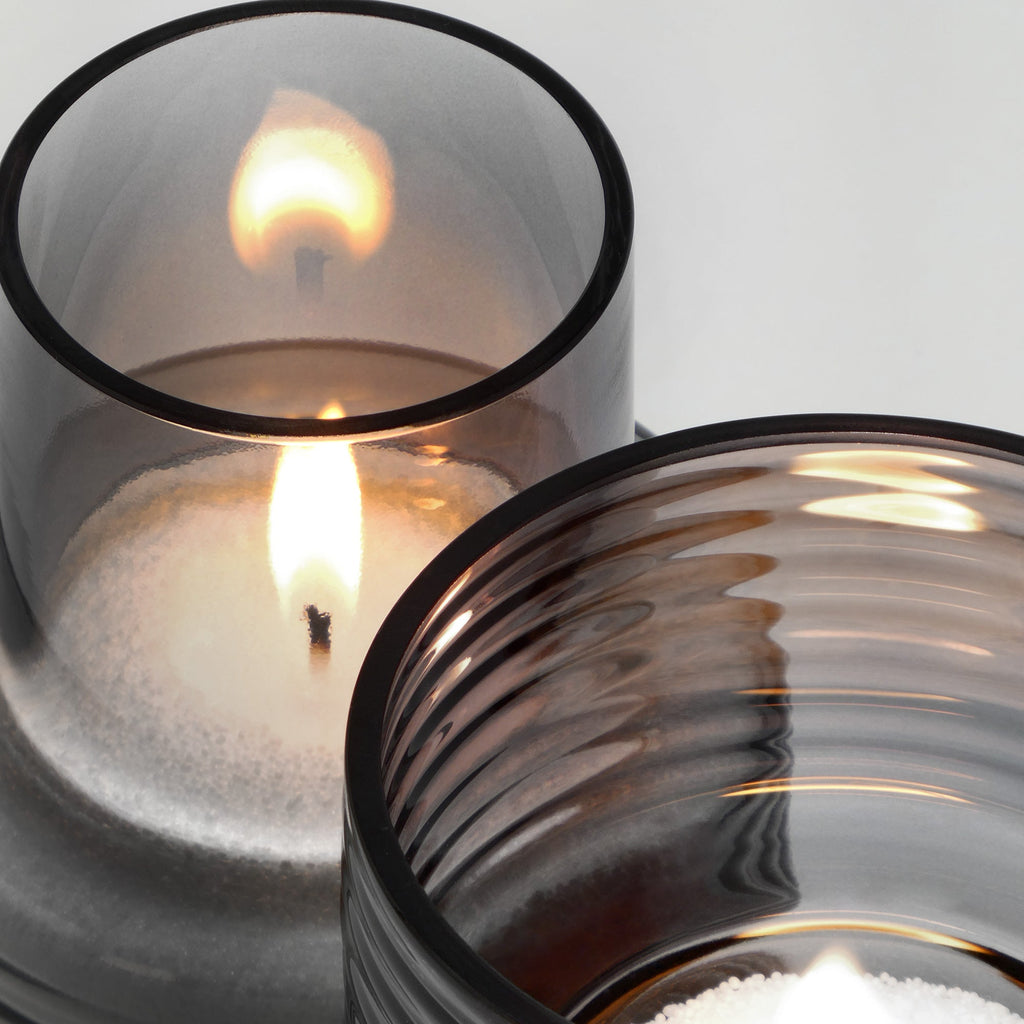 Conjunto de 2 Castiçais em vidro GLOW TOGETHER em Fumado