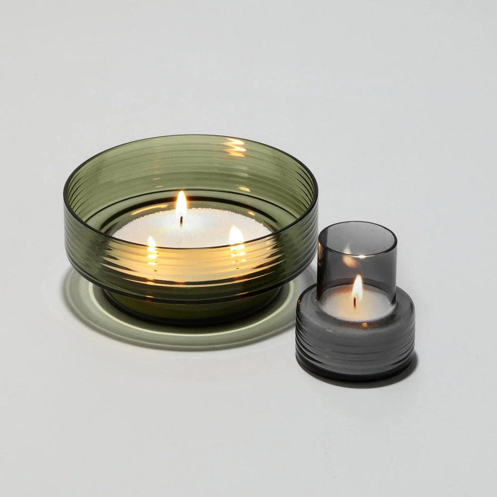 Castiçal em vidro GLOW TOGETHER Grande em Verde Fumado