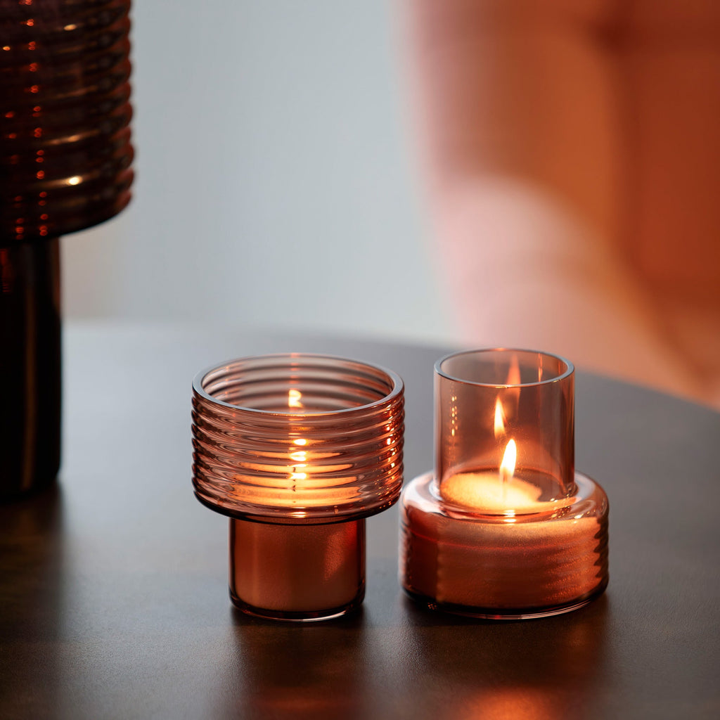 Castiçal em vidro GLOW TOGETHER Pequeno hi em Mocha Mousse