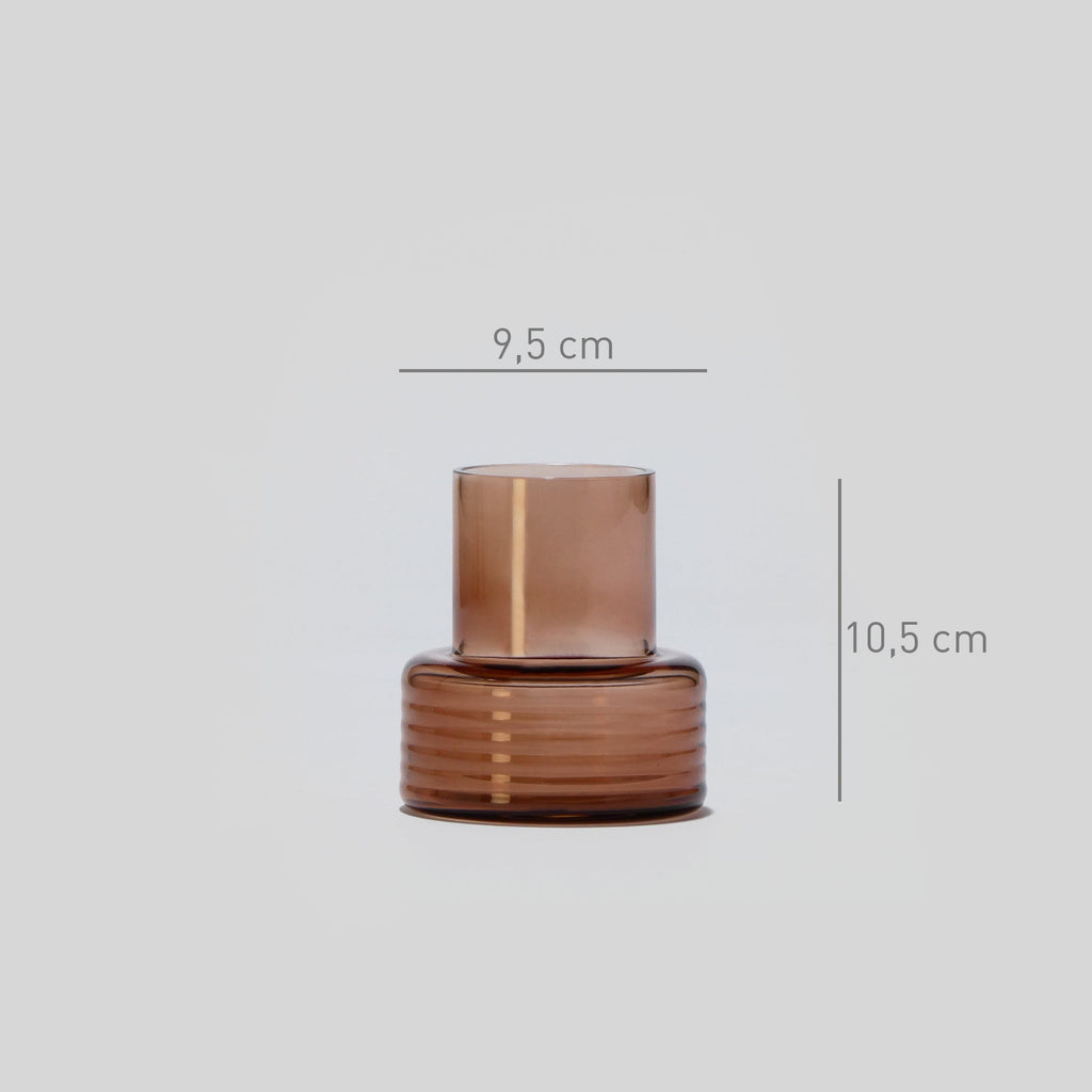Castiçal em vidro GLOW TOGETHER Pequeno low em Mocha Mousse
