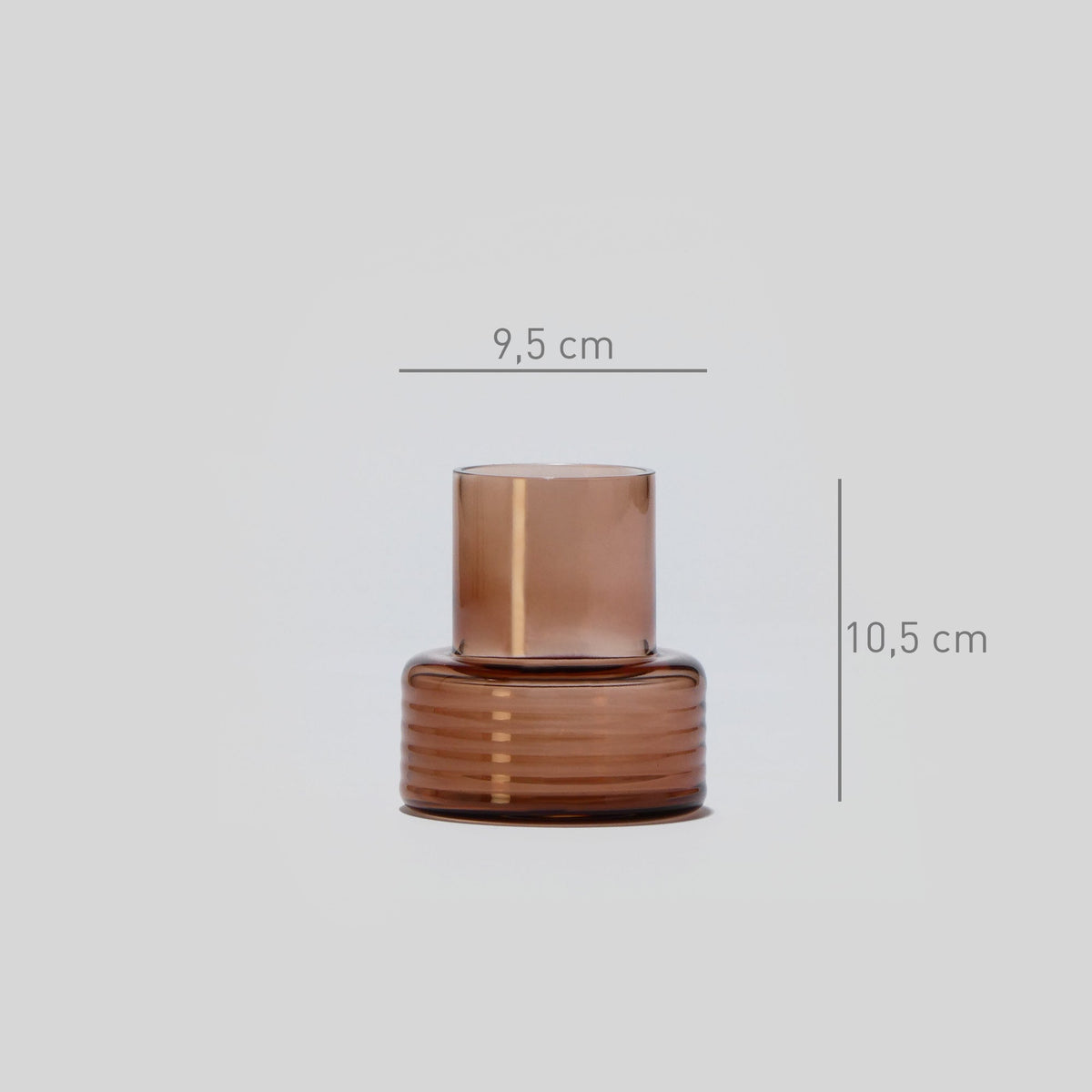 Castiçal em vidro GLOW TOGETHER Pequeno low em Mocha Mousse