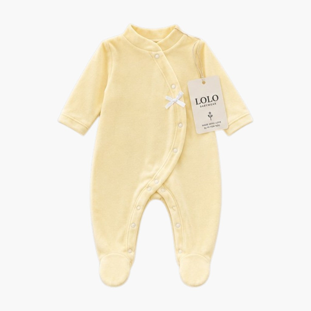 Baby Strampler aus gelbem Samt Bequem und weich für die ersten Tage