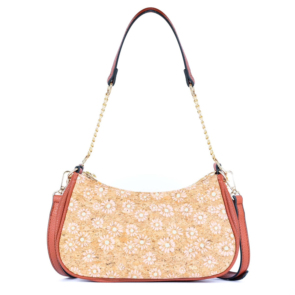 Bohemian Chic Printed Cork & Brown PU Leather Crossbody Bag BAG-2336-FGHI