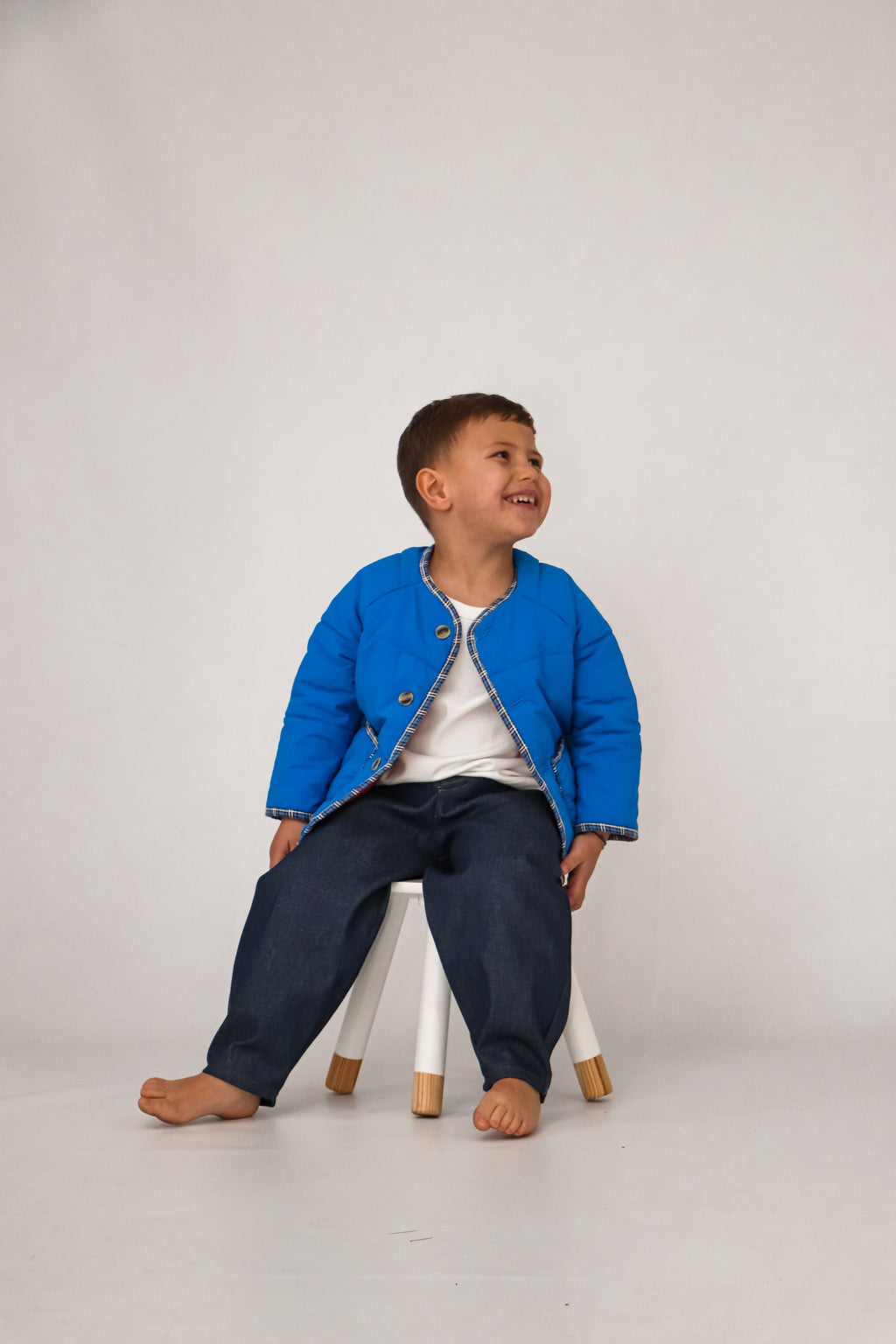 Steppjacke | Blau und Vichy-Karo