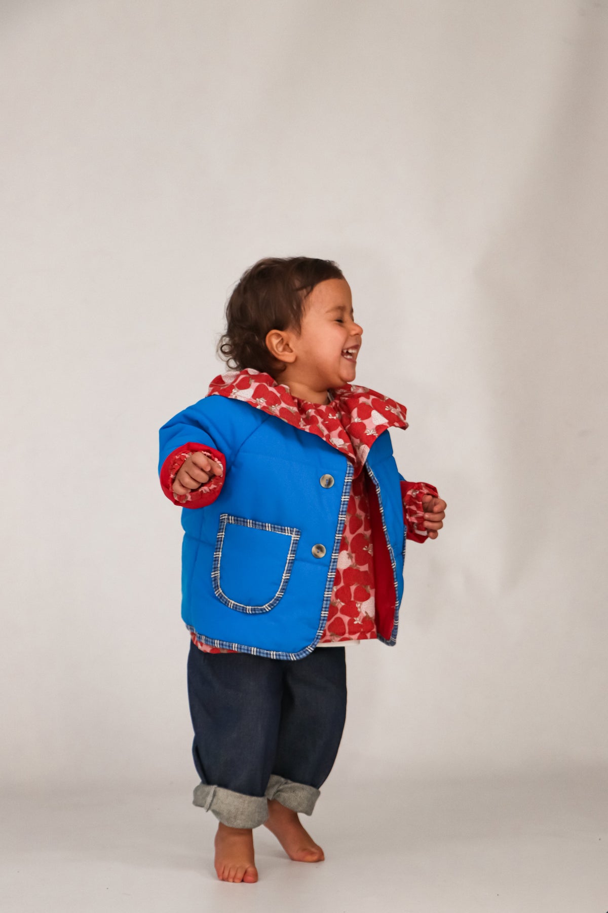 Steppjacke | Blau und Vichy-Karo