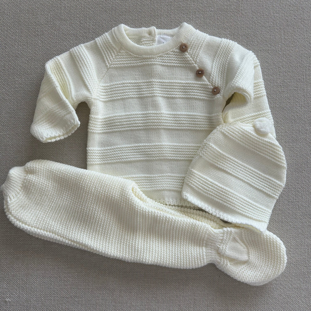 Conjunto de Bebé em Malha Pérola 3 Peças 100% Algodão