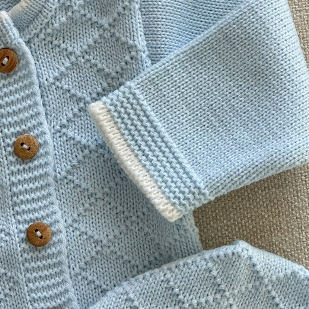 Conjunto de Bebé de Punto Azul Bebé 3 Piezas 100% Algodón