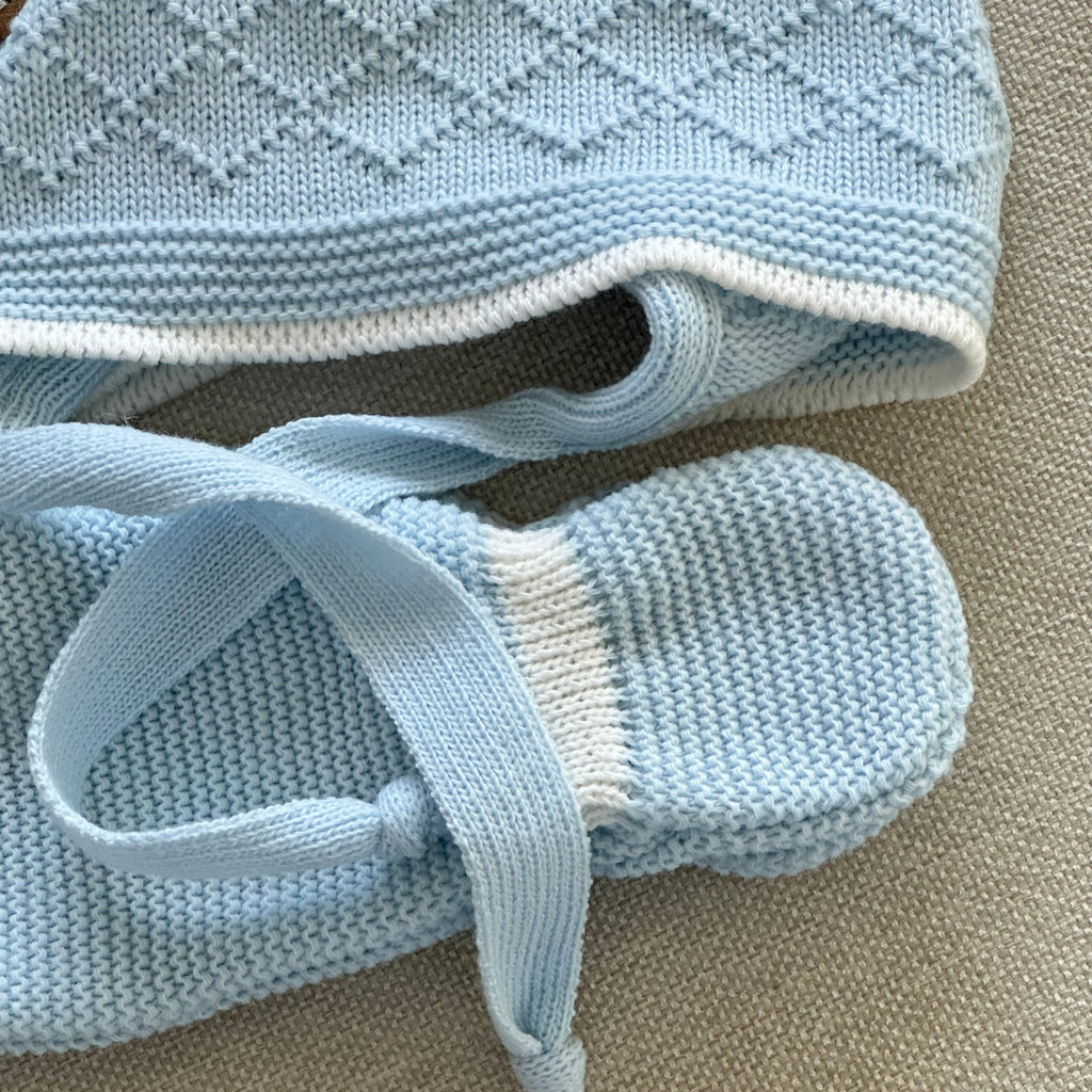 Conjunto de Bebé de Punto Azul Bebé 3 Piezas 100% Algodón