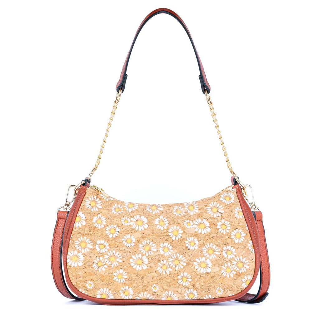 Bohemian Chic Printed Cork & Brown PU Leather Crossbody Bag BAG-2336-FGHI