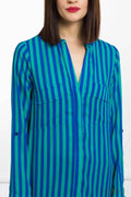 BLUSE BLAUGRÜNE STREIFEN