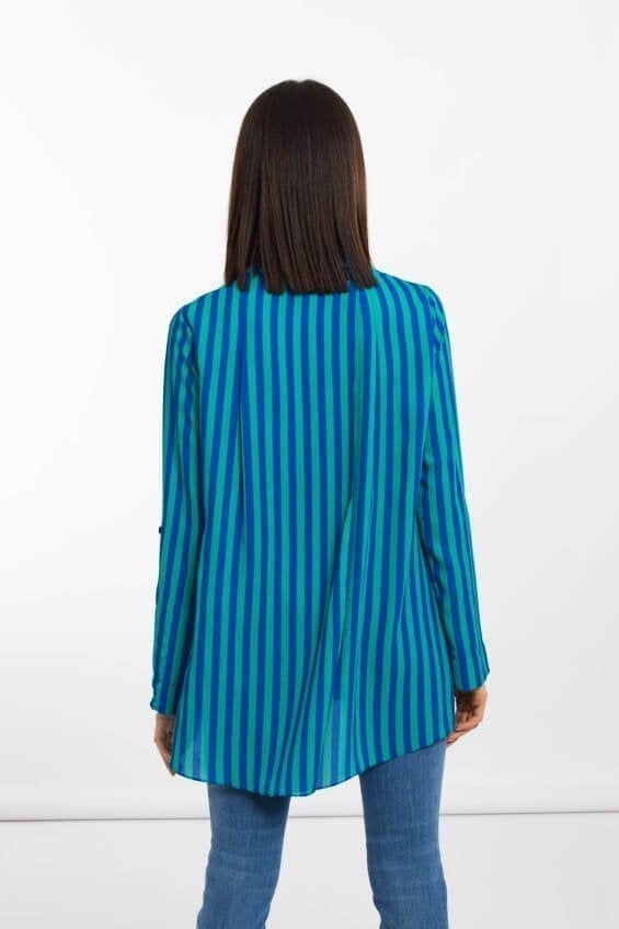 BLUSE BLAUGRÜNE STREIFEN